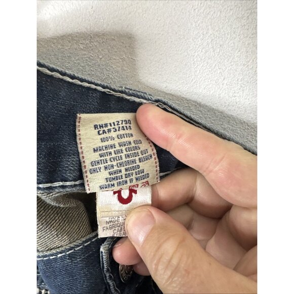 True Religion Jeans Men’s 40X29 Straight Leg Distressed USA Blue Denim - Picture 7 of 8